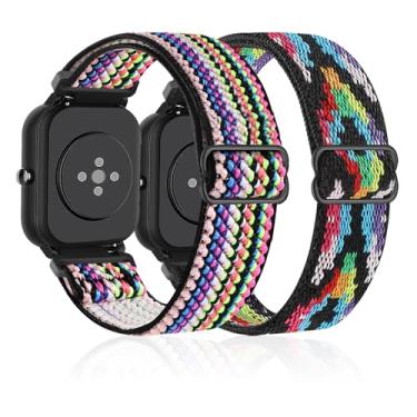 Imagem de Lzwldan Pacote com 2 pulseiras elásticas de nylon para relógio inteligente Mindrose H80 de 1,4 polegadas, pulseiras elásticas macias para relógio Mindrose H80 rastreadores de atividades IP68 para