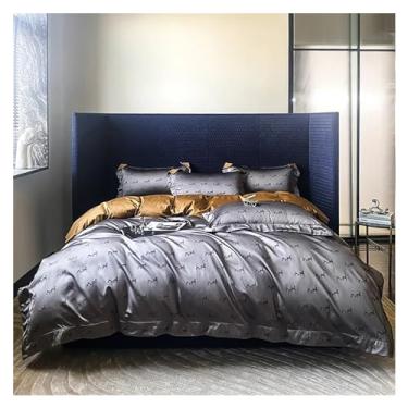 Imagem de Jogo de cama de algodão 1200TC Queen King Size capa de edredom fronha, conjunto de cama (solteiro)