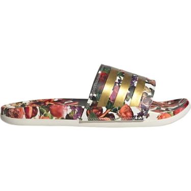 Imagem de adidas Tênis adulto unissex Adilette Comfort Slide, Branco/Dourado Metálico/Off White, 19 Women/18 Men