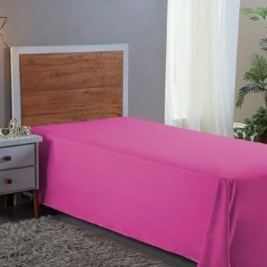 Imagem de Lençol Solteiro 400 Fios Avulso Cama Box e infantil Sem Elástico Virol (Pink)