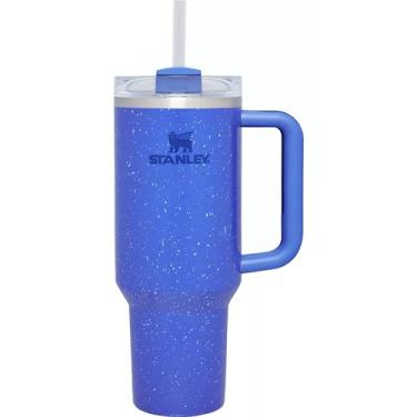 Imagem de Stanley Copo Quencher H2.0 FlowState de aço inoxidável isolado a vácuo com tampa e canudo para água, chá gelado ou café, smoothie e mais, 1,134 g - Deep Iris Speckle