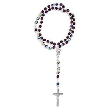 Imagem de Terço Católico com Contas de Vidro de Cristal | Ótimo Presente Religioso para Primeira Comunhão, Confirmação e Casamentos | Marian Devotional | Feito na Itália, Vidro, Granada