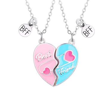 Imagem de Saalort Colar Best Friends para 2, pingente magnético de coração combinando, presente de amizade para mulheres, Medium, Zinco, Zircônia cúbica