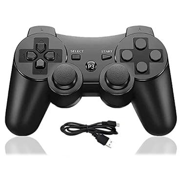 Imagem de JINHOABF Wireless Controller for PS3 Controller,Built-in Dual Vibration Gamepad Compatible for Playstation 3,with Charger Cable (Black)