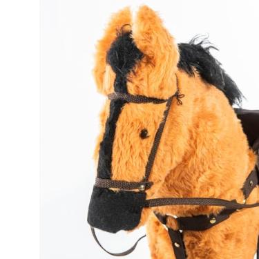 Imagem de Cavalinho de Balanço Corcel Indomável Madeira Pelúcia Antialérgica Grande Realístico