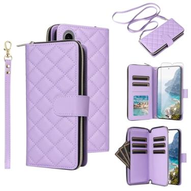 Imagem de Asuwish Capa de celular para Samsung Galaxy S24 Plus S24+ 5G Capa carteira com protetor de tela de vidro temperado, alça de suporte para cartão, suporte de couro, zíper para celular S24plus 24S + S 24