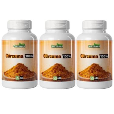 Imagem de Cúrcuma Pura 3 Potes 360 Cápsulas Gelatina De 600mg (360)