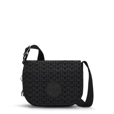 Imagem de Kipling Bolsa tiracolo feminina Loreen média, fecho de aba magnética, bolsa de ombro versátil, Assinatura Emb, 9.75''L x 7.5''H x 3.5''D