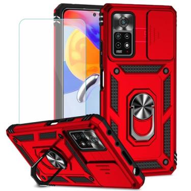 Imagem de IUQXU Capa para Xiaomi Redmi Note 12 Pro 4G LTE com protetor de tela, capa de telefone com suporte de anel magnético suporte capa resistente durável compatível com Redmi Note-12-Pro-4G (vermelho)