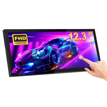 Imagem de Monitor de tela sensível ao toque de 12,3 polegadas 1920x720 Bar LCD Mini Touch Screen Monitor Tela secundária Tela portátil HDMI para laptop PC Temperatura Aida64 GPU CPU RAM Monitoramento