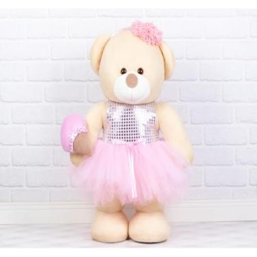 Imagem de URSO DE PELUCIA GIGANTE 60 CM FIXO EM PÉ PARA DECORAÇÃO (DOCINHO VESTIDO ROSA)