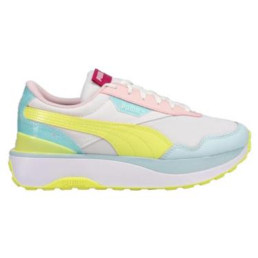Imagem de Puma Tênis infantil feminino Cruise Rider P0p Gltch com cadarço casual - branco, Branco, 4 Big Kid