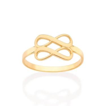 Imagem de Anel banhado ouro 3x 24k 18k e 22k feminino infinito rommanel fino ski
