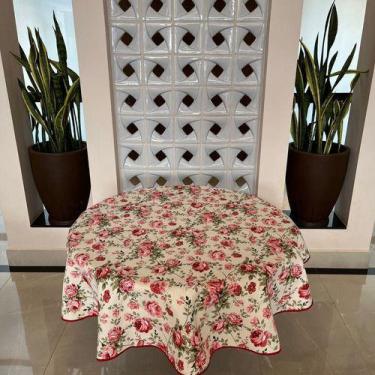 Imagem de Toalha De Mesa Redonda 6 Lugares 1,80m - TERRA DECOR, Rosas