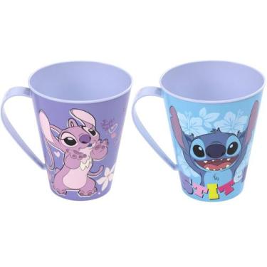Imagem de Kit 2 Xícaras Plásticas Stitch Suco Refrigerante Café 360ml - Plasútil