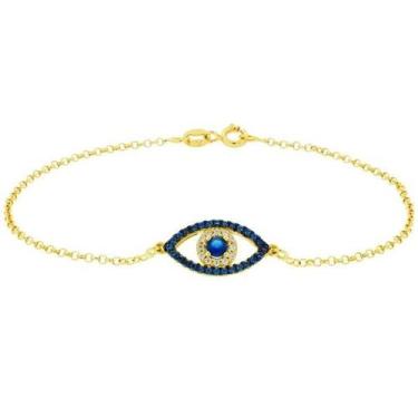 Imagem de Pulseira Olho Grego com Zirconias Ouro 18K - Elegancy Joias