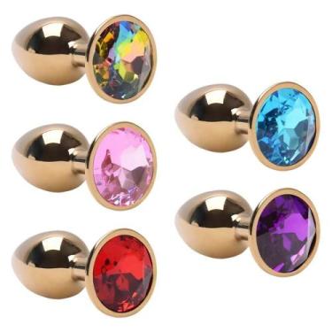 Imagem de Plug anal aço dourado pedra - SEXY IMPORT, Rosa