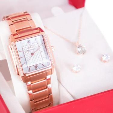 Imagem de Relógio Feminino Champion Ana Hickmann Rosé Quadrado AH28482Z Cristais