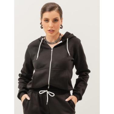 Imagem de Blusa de Frio Agasalho Abrigo Canguru Com Capuz Moletom-Feminino