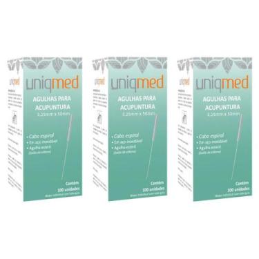 Imagem de Agulha Para Acupuntura 100Un 0,25X50Mm Kit 3Cx Uniqmed