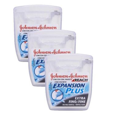 Imagem de Kit 3 Fios Dentais J&J Reach Expansion Plus Extra Fino 50m