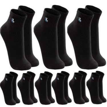 Imagem de Kit 9 Pares Meia Lupo Cano Médio Pretas 37-40 41-44 Esporte - Kit Lupo