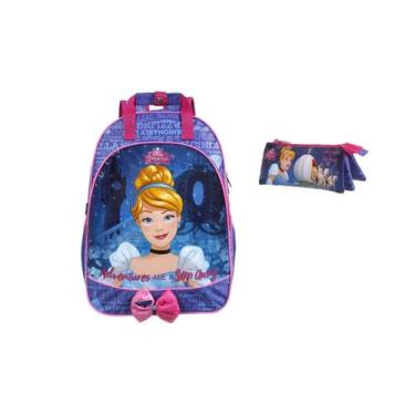 Imagem de Kit Escolar Cinderela Mochila De Costas + Estojo Triplo - Dermiwil