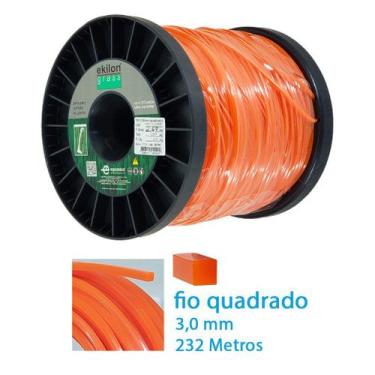 Imagem de Fio Nylon Laranja Quadrado Roçadeira Grama Ekilon