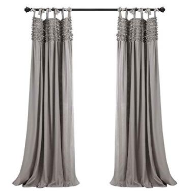 Imagem de Lush Decor, Cortinas Gray Lydia conjunto de painéis de janela com babados para viver, jantar, quarto (par), 241 cm x 40 C