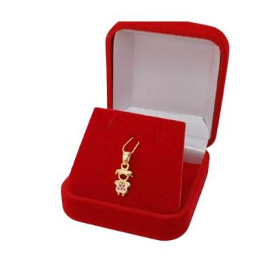 Imagem de Pingente Banhado a Ouro 18K Menina Com Pedra Rosa Bijou Art