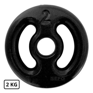Imagem de Anilha Emborrachada Fitness 2 Kg Preta - SEPO