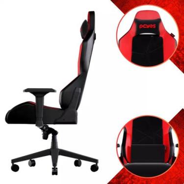 Imagem de Cadeira Gamer Sentinel Red Magma Inclinação de 35 Graus Material Base 