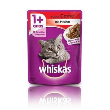 Imagem de Ração Úmida WHISKAS Sachê Adulto Sabor Carne ao Molho - 20 Unids