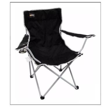 Imagem de Cadeira Camping Dobrável Porta Copo Bolsa Alvorada Preta NTK