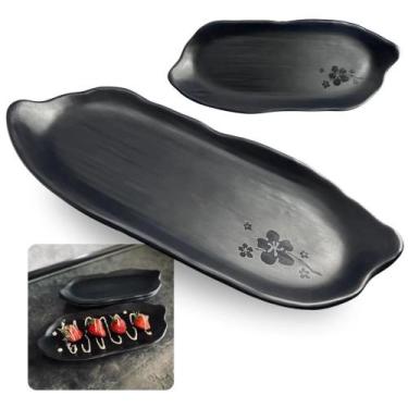 Imagem de Kit 5 Pratos Travessa Formato Folha Kanpai para Restaurante Japones Su