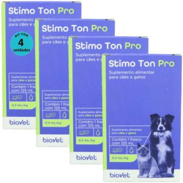 Imagem de Stimo Ton Pro 125ml Para Cães e Gatos Biovet Kit Com 4