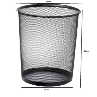 Imagem de Lixeira para Escritorio e Porta Caneta Aramado Preto Gv Office