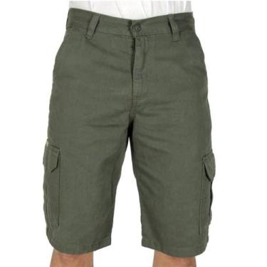 Imagem de Bermuda De Sarja R7Jeans Masculina Modelo Cargo 100% Algodão Verde - R