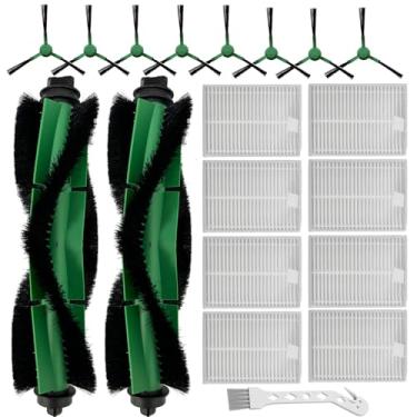 Imagem de Peças de reposição para iRobot Roomba Combo VAC/Essential Series Q011, Q0120, Y0140, Y0110, robô aspirador de pó, 2 escovas de rolo, 8 escovas laterais, 8 filtros Hepa, 1 escova de limpeza (pacote com
