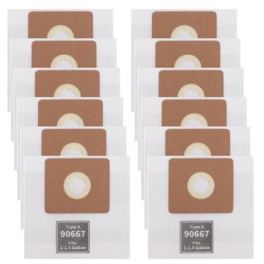 Imagem de Sacos de filtro 90667 compatíveis com Shop Vac 1-1,5 galão aspirador de pó úmido/seco - Saco de vácuo tipo A para coleta de poeira - Todo o redor QAS60 Parte # 9066700 9066733-12 unidades