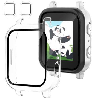 Imagem de Kuaguozhe Pacote com 2 capas compatíveis com Gabb Watch 3 protetor de tela para crianças, capa protetora geral de policarbonato rígido com acessórios de capa de vidro temperado 9H, transparente +