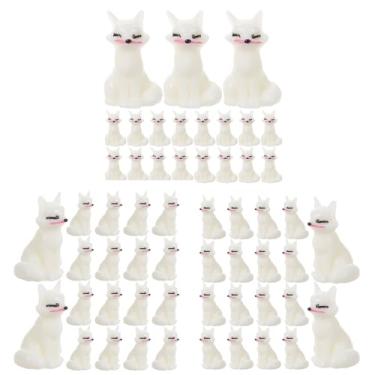 Imagem de LOGOFUN 72pcs Mini Fox Figurines Miniature Fox Figures Tiny Resin Animal Ornamnets for Terrarium Fairy Garden Moss Micro Landscape Decoration - White