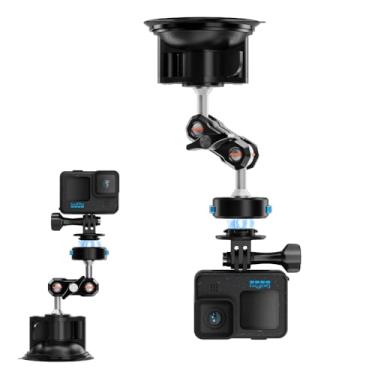 Imagem de SUREWO Suporte magnético para carro com ventosa de liberação rápida para GoPro, suporte de câmera potente com ventosa de carro com braço de extensão de metal compatível com GoPro Hero 13, 12, 11, 10,