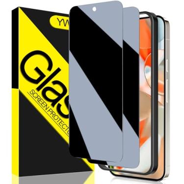 Imagem de Pacote com 2] Protetor de tela de privacidade YWXTW para Google Pixel 9Pro XL, suporte para desbloqueio de impressão digital, dureza 9H, vidro temperado, privacidade, protetor de tela para Google