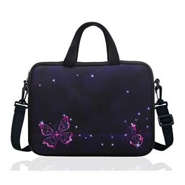 Imagem de 14 Inch Neoprene Laptop Sleeve Case Bag with shoulder strap For 14" Notebook/MacBook/Ultrabook/Chromebook (Red butterfly)