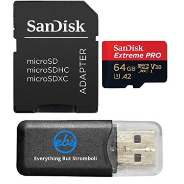 Imagem de Cartão de memória SanDisk UHS-I 64 GB versão Extreme Pro com adaptador MicroSDXC compatível com câmera Osmo Action 5 Pro SDSQXCU-064G-GN6MA - Pacote com (1) leitor de cartão Everything But Stromboli