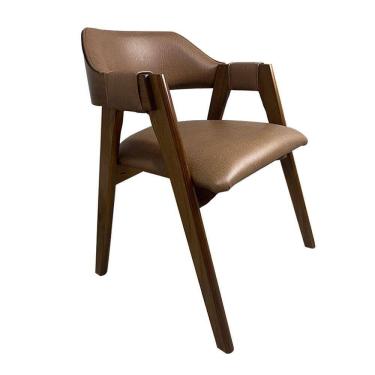 Imagem de Cadeira Sala De Jantar E Jogos Carteados Madeira Maciça Poker Pu Caramelo-imbuia G42 - Gran Belo