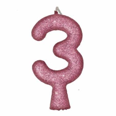 Imagem de Vela de Aniversário Puro Glitter Rosa - Festcolor, 3