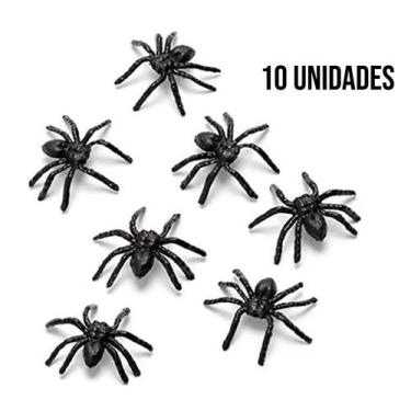 Imagem de Aranha de Plástico Preta - 10 Unidades - Mini Toys