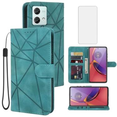 Imagem de Tothedu Capa para Moto G84, Motorola G84 XT2347 Capa carteira com protetor de tela de vidro temperado, suporte de couro para cartão de crédito, alça para celular para Motorola Moto G84 5G verde